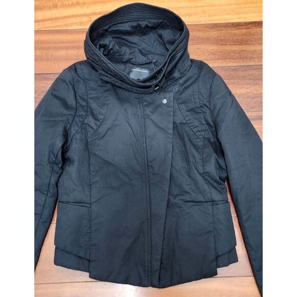 JNBY Women’s Black High Collar Jacket Size L Asymmetrical Zip Modern Minimalist - Picture 11 of 16